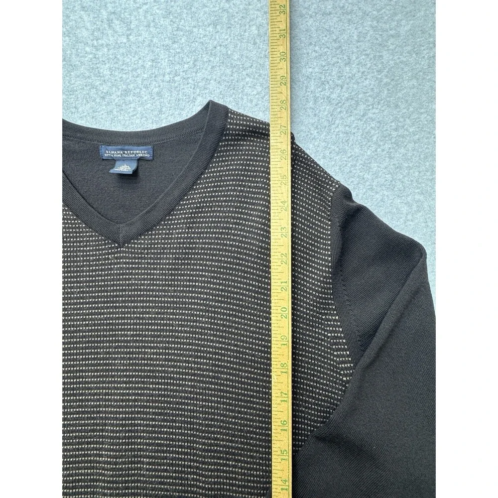 Banana Republic Sweater‎ Mens Large Black Brown Merino Wool Micro Dot Faded Vtg